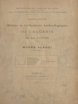 cover image of Catalogue des musées et collections archéologiques de l'Algérie et de la Tunisie